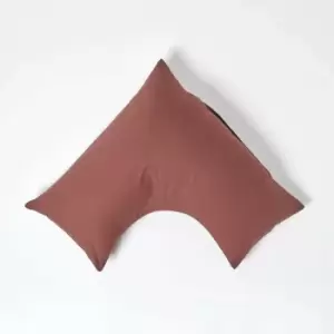 Image of Brown Egyptian Cotton v Shaped Pillowcase 200 Thread Count - Brown - Brown - Homescapes