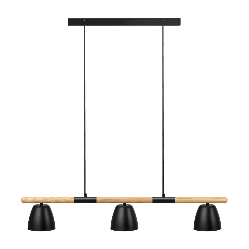 Image of Nordlux Theo Indoor Rail Light Black Metal GU10 Wood - Mains Powered, IP20 Black Unisex