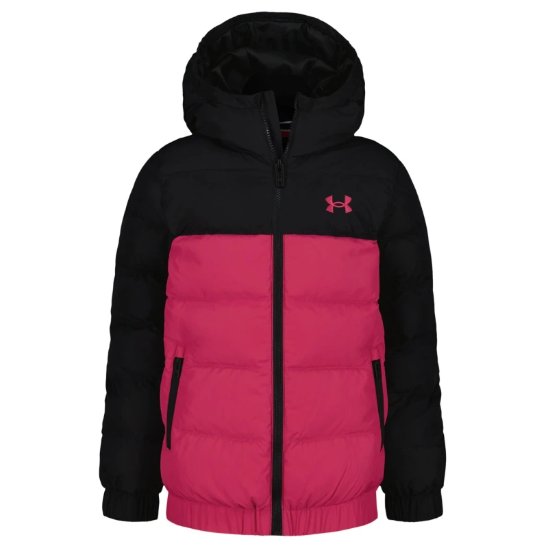 Image of Under Armour Kids Lightweight Puffer Jacket Black/Pink female 6-7 (S)