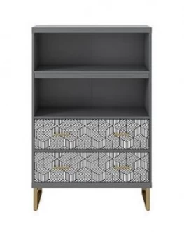 Image of Cosmoliving Scarlett Bookcase With Drawers Graphite Grey