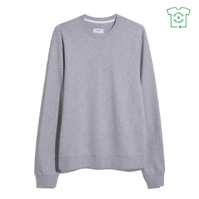 Image of Farah Fulwood Organic Crew Neck Sweatshirt Crew Sweaters Small Blue 52195318350