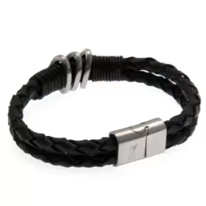 Image of Liverpool FC Leather Bracelet (One Size) (Black)