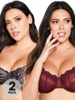 Image of Dorina Curves Adrianne 2 Pack Non Padded Bra - Red Black