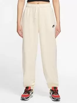 Image of Nike Nsw Club Fleece Mid Rise Oversized Joggers - Cream