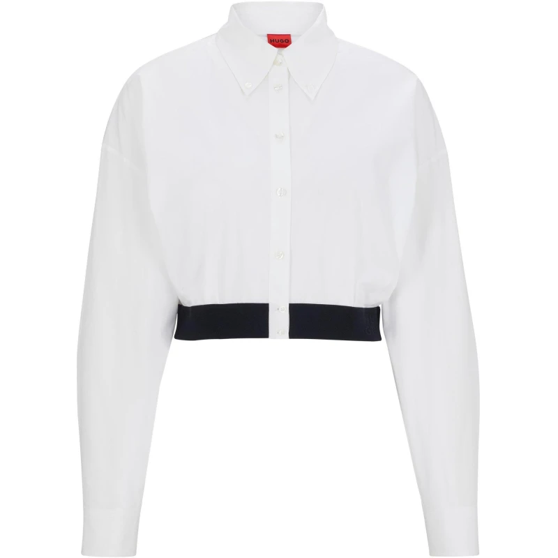 Image of Hugo Womens Evesia Long Sleeve Long Blouse White female 4 (XXS)