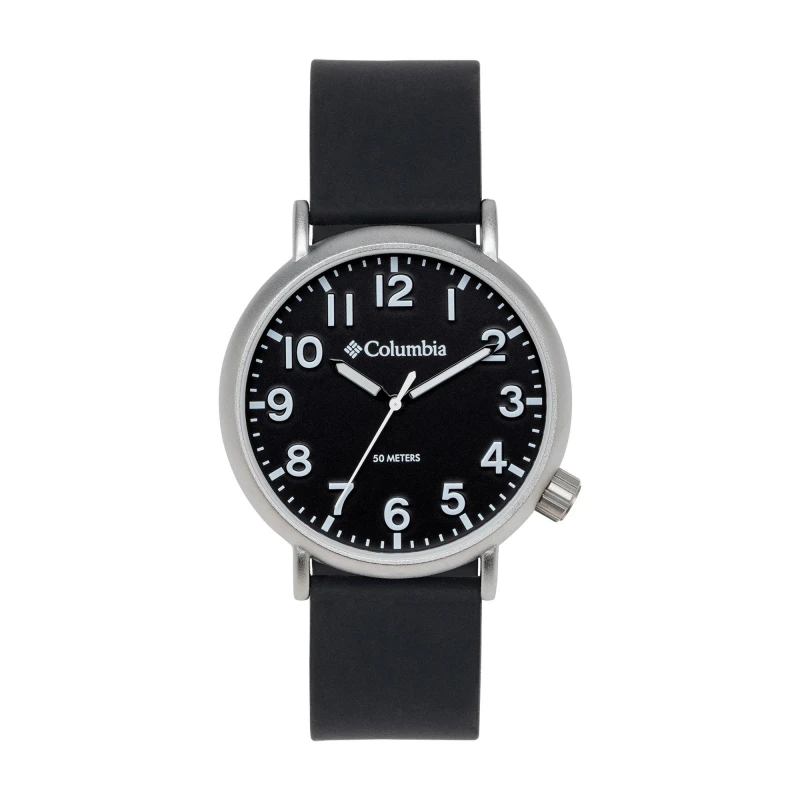 Image of Columbia Trailbanks Black Silicone Rubber Strap Sports Watch Silver/Black male One Size