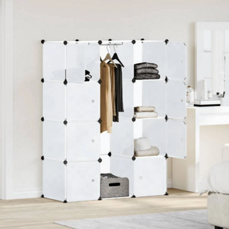 Image of vidaXL Modular Cabinet with 9 Compartments 37x115x150cm White Clothes Storage