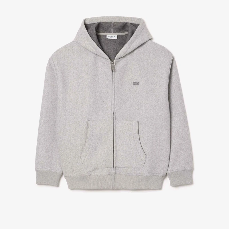 Image of Lacoste Mens Loose Fit Zip Hoodie Grey CCA male L