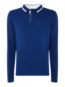 Image of Mens Michael Kors Regular Fit Long Sleeve Greenwich Polo Shirt Blue