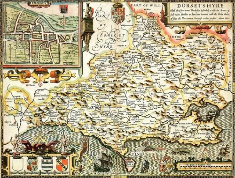 Image of John Speed Historial Map Dorset Historical Map 1000 Piece Jigsaw Puzzle (1610)