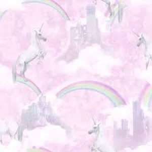 Image of Holden Decor Pink I Believe In Unicorns Wallpaper