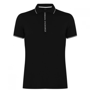 Image of Armani Exchange Placket Detail Polo Shirt Black Size S Men
