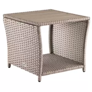 Image of Polyrattan Garden Side Table Cream 45x45x40cm