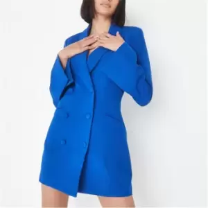 Image of Missguided Double Breasted Flared Sleeve Blazer Dress - Blue