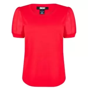 Image of DKNY Puff Sleeve T Shirt - Red