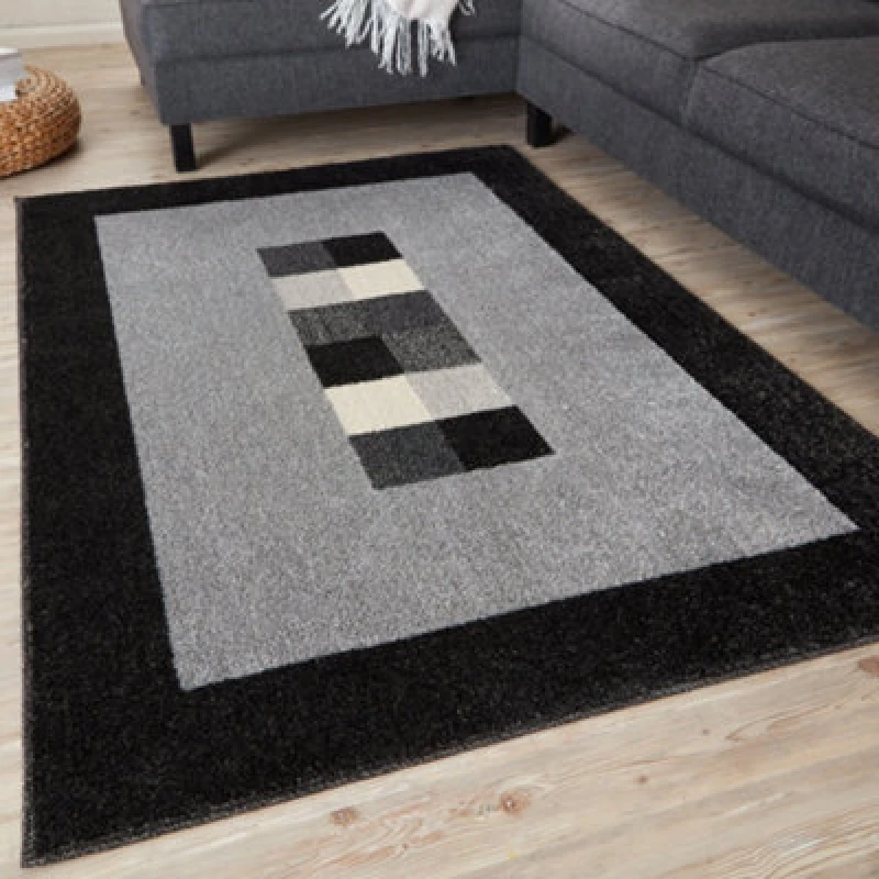 Image of The Rugs Ephesus Collection Modern Rugs Grey Black 7439Gb