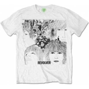 Image of The Beatles Mens Revolver Album Cover White T-Shirt Small