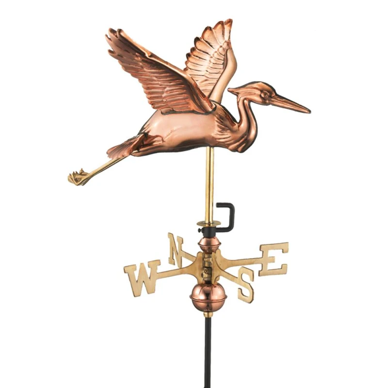 Image of Good Directions Cottage Heron in Flight Copper Weathervane - H54 x W40 x L42cm Copper Unisex