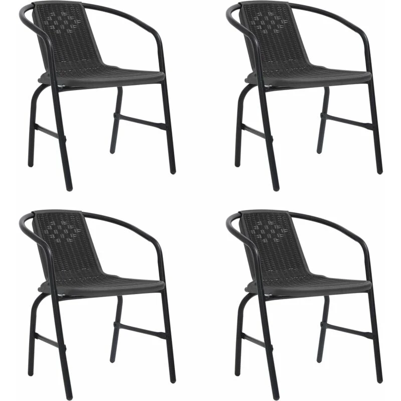 Image of VIDAXL Garden Chairs 4 pcs Plastic Rattan and Steel 110 kg Vidaxl 8720287065098