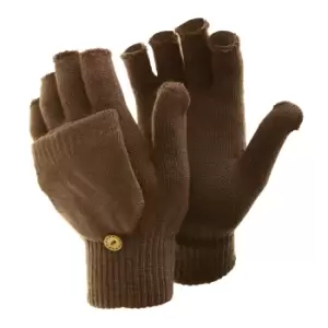 Image of FLOSO Ladies/Womens Winter Capped Fingerless Magic Gloves (One Size) (Brown)