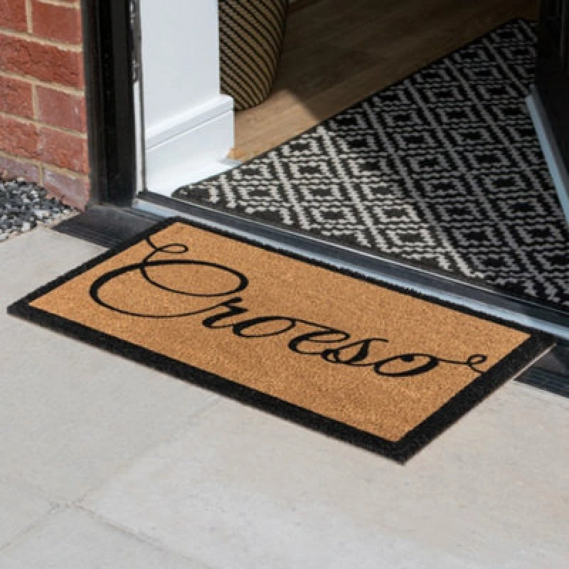Image of Jvl Eco-Friendly Latex Backed Coir Entrance Doormat, 40X60Cm - Croeso