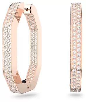 Image of Swarovski 5634992 Dextera Hoop Earrings Octagonal Pave White Jewellery