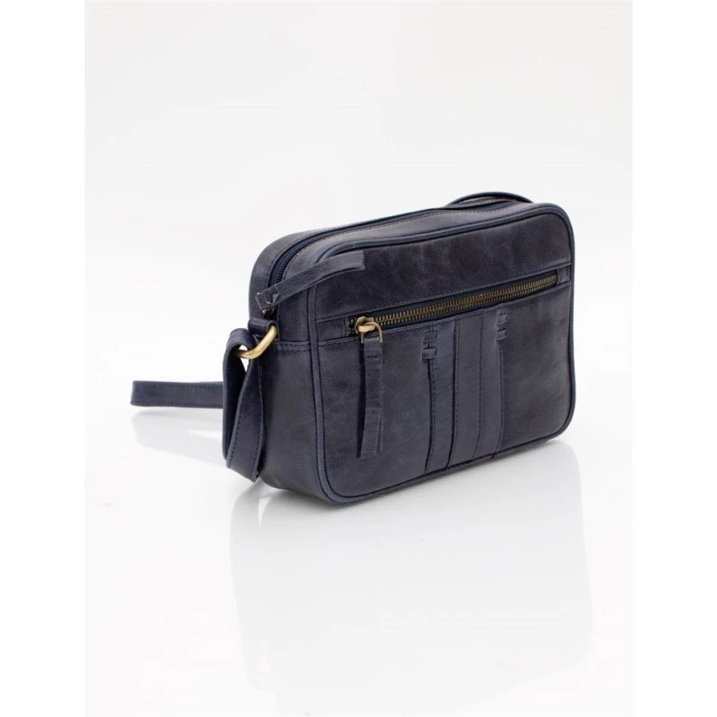 Image of PRIMEHIDE 'Arizona' Leather Camera Style Bag Navy