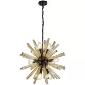 Image of Luminosa Hornby 10 Light E14, Round Ceiling Pendant Matt Black, Champagne Gold Glass