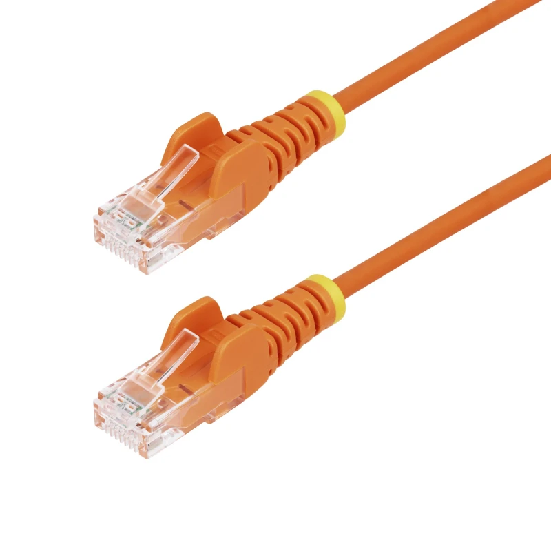 Image of StarTech.com 2.5m Orange Slim CAT6 Ethernet Cable. Snagless. 100W PoE.