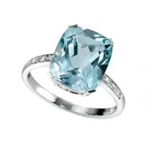 Image of Elements White Gold Sky Blue Topaz Diamond Ring GR224TZ477