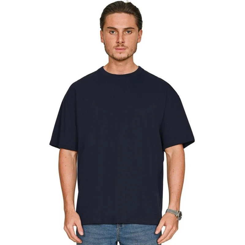 Image of Casual Classics Mens Combed Ringspun Cotton Oversized T-Shirt in Navy Size: XS Navy Male XS