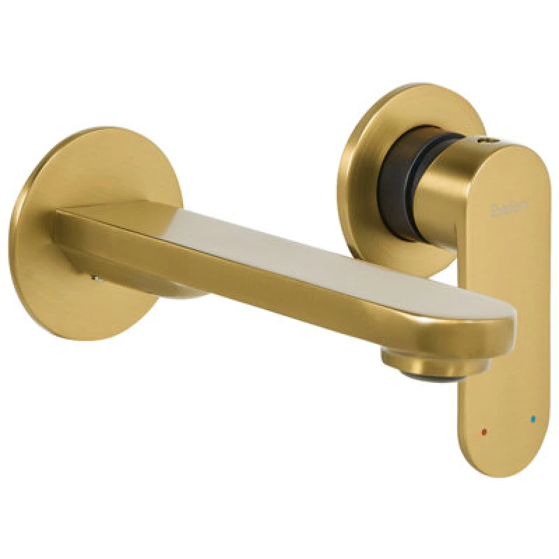 Image of Beliani Wall Mounted Basin Mixer Tap Guatavia Brass Gold