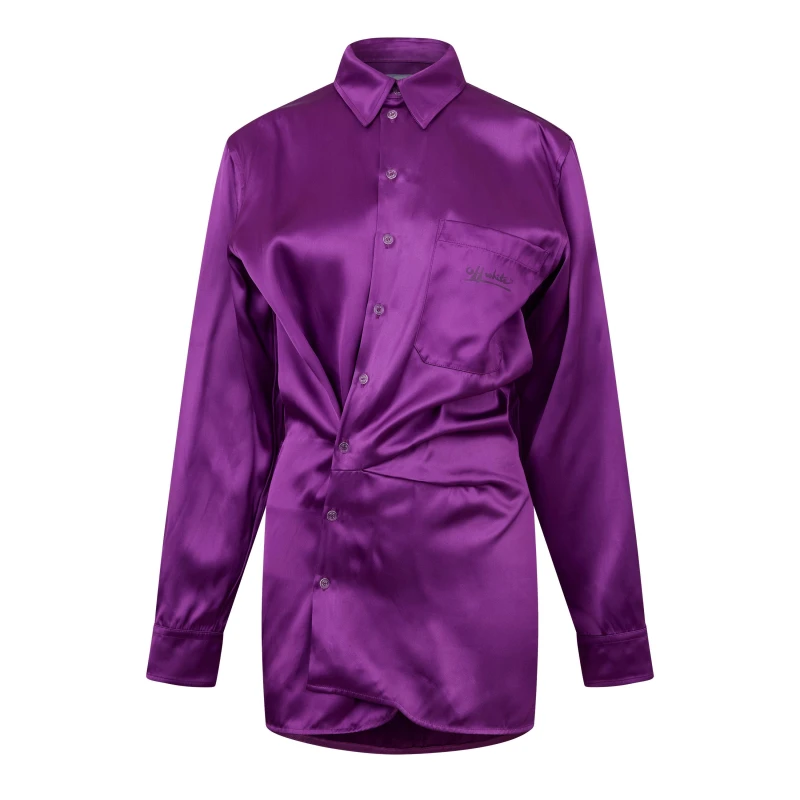 Image of Off White Womens Duchesse Twist Front Short Sleeve Shirt Fuchsia female 6 (38)