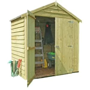 Image of Shire 4x6ft Pressure Treated Double Door Overlap Garden Shed