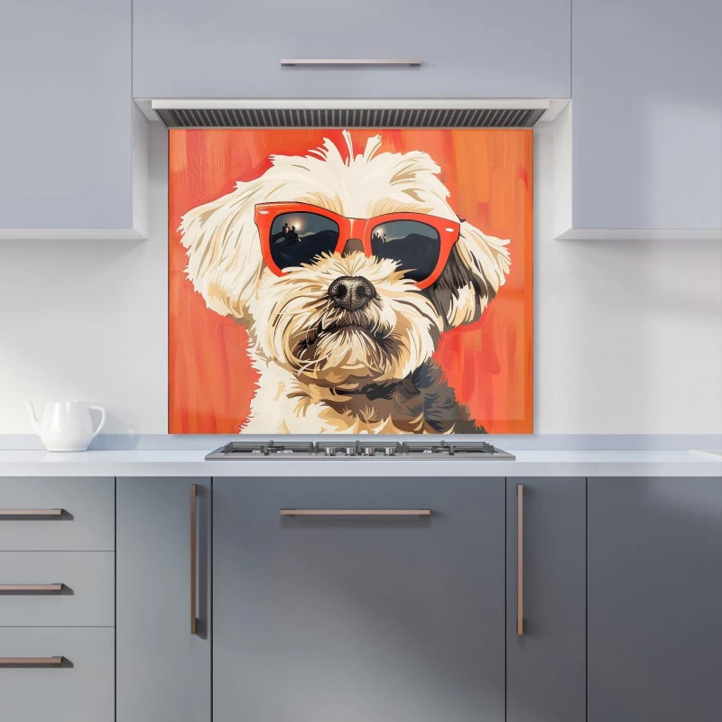 Image of Warren Reed - Designer Cool Pup in Sunglasses Kitchen Splashback Size: 900mm x 650mm Multicolor Unisex 900mm x 650mm