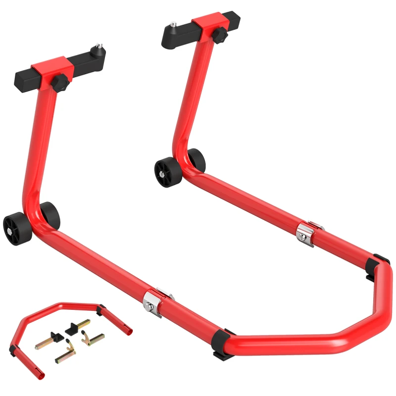 Image of HOMCOM HOMCOM Motorcycle Stand, 390 kg Front/Rear Paddock Stand, Red