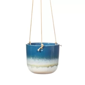 Image of Sass & Belle Mojave Glaze Blue Hanging Planter