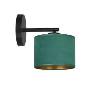 Image of Emibig Hilde Black Wall Lamp with Shade with Green Fabric Shades, 1x E27