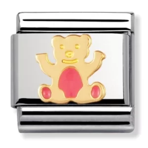 Image of Nomination CLASSIC Gold Animals of Earth Pink Bear Charm 030212/32