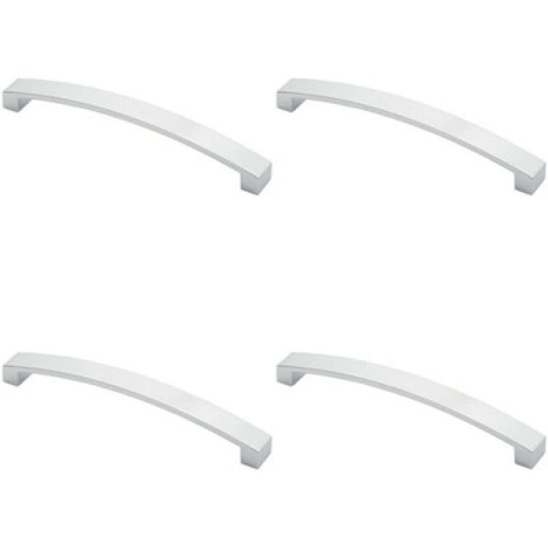 Image of Loops 4x Flat Curved Bow Pull Handle 238 x 25mm 224mm Fixing Centres Polished Chrome Multi unisex