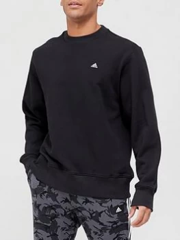 Image of adidas Future Icon Lounge Crew Sweatshirt - Black, Size S, Men
