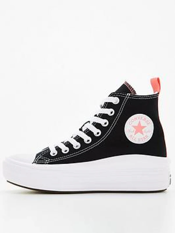 Image of Converse Black & pink all star move hi Girls Youth trainers Black/Pink UK 5 (EU 38)