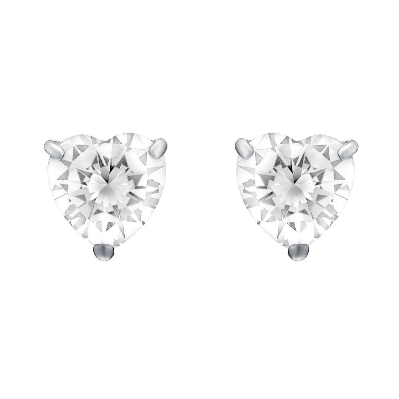 Image of Jewelco London Silver Heart CZ Love Heart Solitaire Stud Earrings 7mm - HT7 Silver female