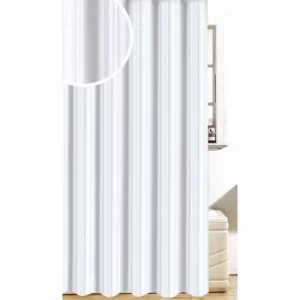 Image of Blue Canyon Satin Stripe Design Polyester Shower Curtain White