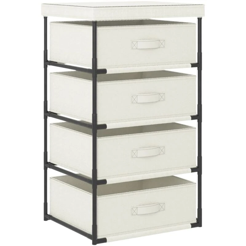 Image of VIDAXL Storage Rack with 4 Fabric Baskets Steel Cream Vidaxl 8720286042816