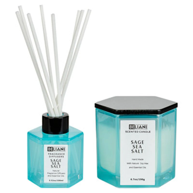 Image of Beliani Scented Candle With Fragrance Reed Diffuser Classy Tint Soy Wax Fresh Notes