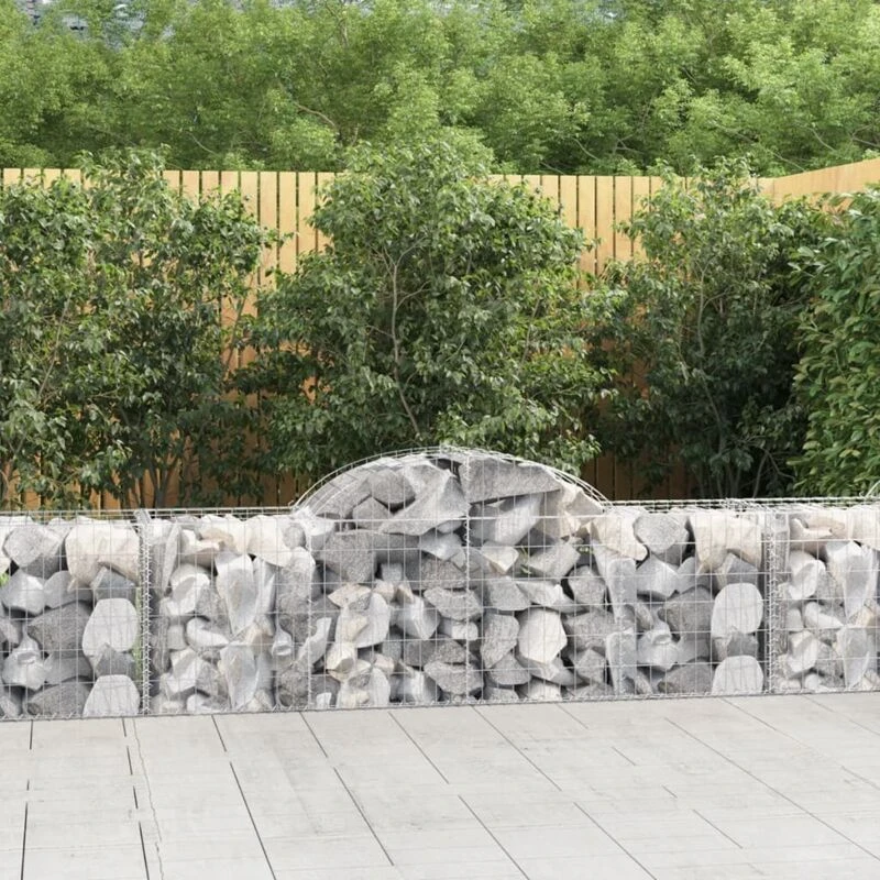 Image of vidaXL Arched Gabion Baskets 13 pcs 200x50x60/80cm Galvanised Iron, Silver 3146289