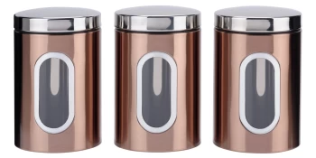 Image of Addis Set of 3 Storage Jars - Black and Copper