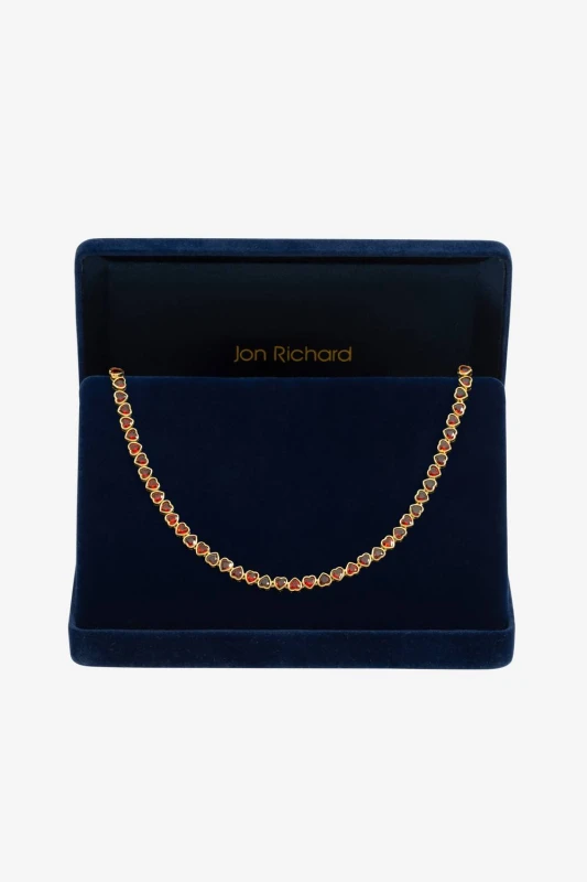 Image of Jon Richard Gold Plated Cubic Zirconia Red Heart Necklace Chain Necklaces One Size Gold 71768410000