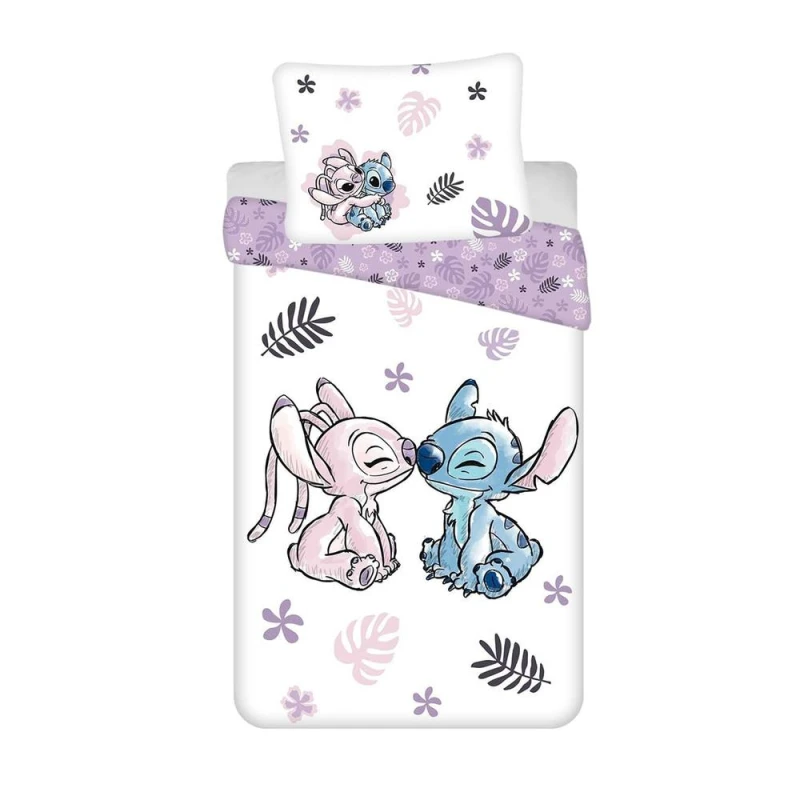 Image of Lilo & Stitch Cotton Duvet Cover Set in White Size: Single White Unisex Single